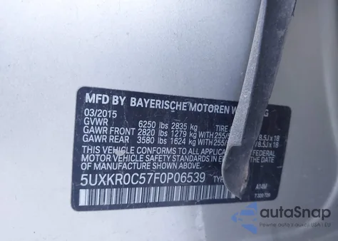 2015 BMW X5 xDrive35I из США, поврежденный, VIN 5UXKR0C57F0P06539